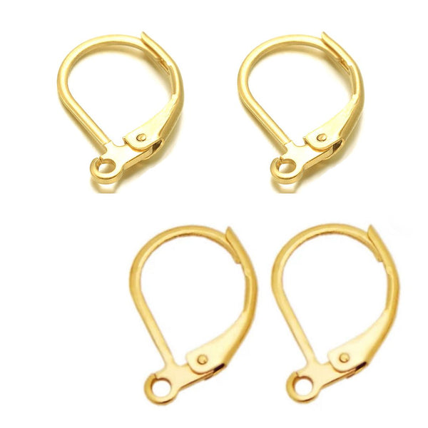 20pcs Tarnish Resistant Leverback Earring Hooks, Open Jump Ring, 18K Yellow Gold Plated Brass, Size Selections: 15mm/17mm