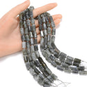 Natural Labradorite Gemstone Faceted Tube Beads, 14x7mm, Hole ID 1mm, 15 Inch/1 Strand, GZ8-9