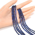 Natural Blue Lapis lazuli Gemstone Tiny Small Faceted Rondelle Beads, 3x2mm, Hole ID 0.65mm, 15 Inch/1 Strand, GK-A7