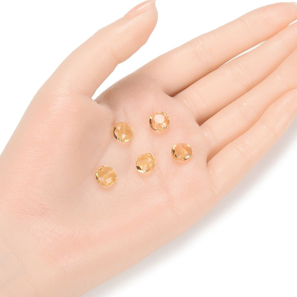 25pcs Adabele Austrian Faceted Flat Round Coin Crystal Beads #5052, Golden Yellow Champagne, 8mm, Hole ID 1mm, SSMR828