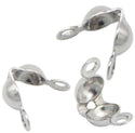 100pcs 4mm 304 Stainless Steel Clamshell Calotte Bead Tips – Double Closed Ring Knot Covers