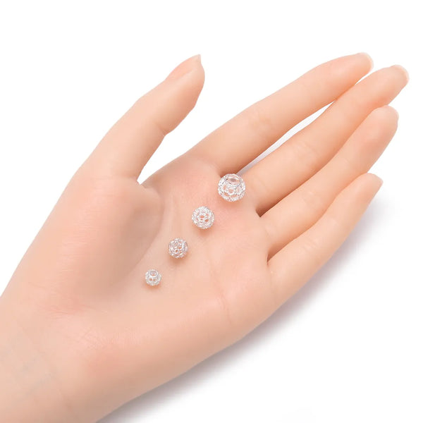 5pcs 925 Sterling Silver Large Hole Artistic Filigree Spacer Beads, Size Selections: 6mm/8mm/10mm