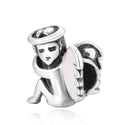Solid 925 Sterling Silver Winged Angel Bead Charm, Compatible with Pandora All Other Charm Bracelet