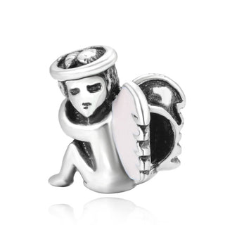 Solid 925 Sterling Silver Winged Angel Bead Charm, Compatible with Pandora All Other Charm Bracelet