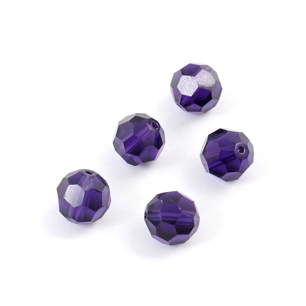 50pcs Adabele Austrian Faceted Round Crystal Beads #5000, Purple Velvet, Size Selections: 4mm/6mm/8mm/10mm