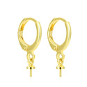 20pcs Tarnish Resistant Round Hoop Huggie Earring Hooks, with 3mm Eye Pin Bail, 18K Yellow Gold Plated Brass, 14mm, BF265