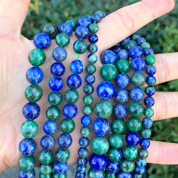 Natural Lapis Chrysocolla Gemstone Round Beads, 1 Strand/15 Inch, Size Selections: 4mm/6mm/8mm/10mm