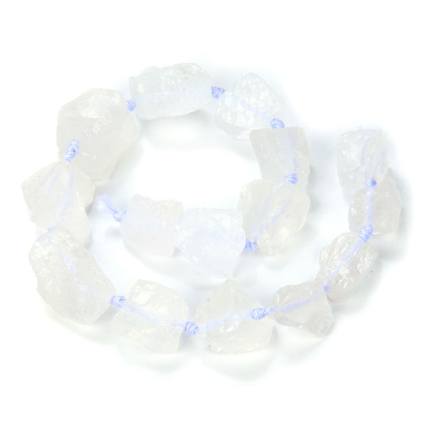 Natural Raw Clear Crystal White Quartz Gemstone Beads, Large Drilled Rough Nugget Stone, 15 Inch GA-C1