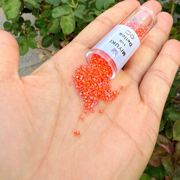 7.5g Miyuki Delica 11/0 Seed Beads, Opaque Rainbow Orange DB161