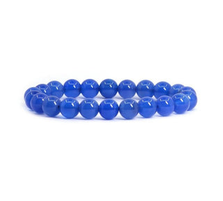 1 Strand Stretch Natural Blue Agate Beaded Gemstone Bracelet, 8mm Bead, Length Selections: 7 inch/7.5 inch/8 inch/8.5 inch