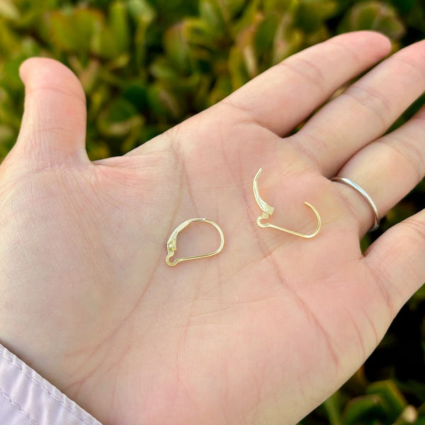 2pcs Real 1/20 14K Gold Filled Strong Interchangeable Leverback Earring Hooks, Open Ring, 16x10mm, JK1-H