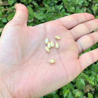 100pcs Corrugated Oval Melon Beads, 18K Yellow Gold Plated Brass, Size Selections: 7x4mm, 10x6mm, 12x8mm