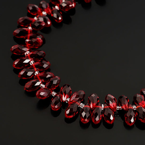 200pcs Creative Club Faceted Teardrop Briolette Crystal Glass Beads, Pendant Drop, Siam Red, 12x6mm, Hole ID 1mm, CCT2-5