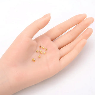 500pcs Sparkle Small Tiny Corrugated Melon Round Beads, 18K Yellow Gold Plated Brass, Size Selections: 3mm/4mm