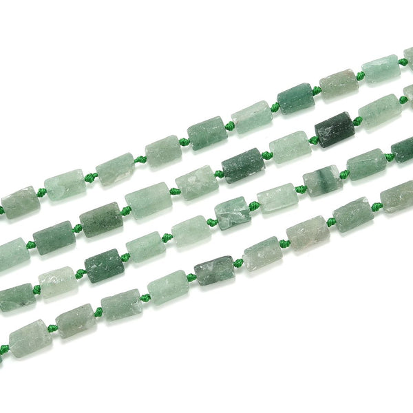 Natural Matt Green Strawberry Quartz Gemstone Faceted Tube Beads, 13x7mm, Hole ID 1mm, 15 Inch/1 Strand, GZ8-15