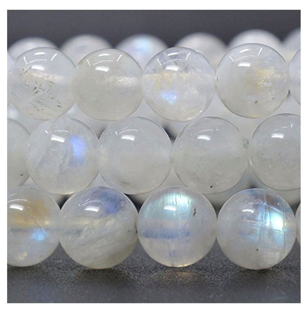 1 Strand Stretch Natural Blue Flash Moonstone Beaded Gemstone Bracelet, 6mm Beads, Length Selections: 7 inch/7.5 inch/8 inch
