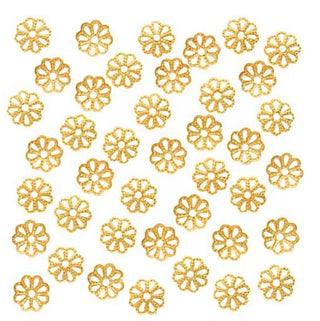 200pcs Filigree Flower Bead Caps, 18K Yellow Gold Plated Bead End Caps, Size selections: 6mm/8mm/10mm