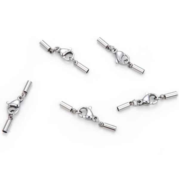 20 Sets 1mm 304 Stainless Steel Tube Cord End Caps – Glue-In Endcap Clasps (1mm/1.5mm/2mm/2.5mm/3mm)