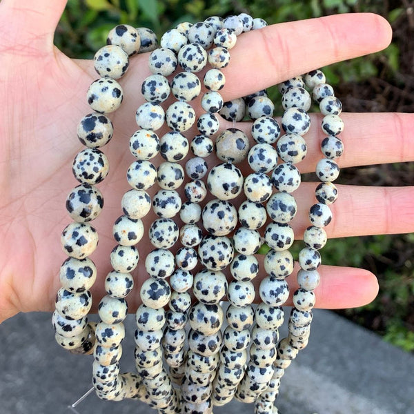 Natural Dalmatian Jasper Gemstone Round Beads, 1 Strand/15 Inch, Size Selections: 4mm/6mm/8mm/10mm
