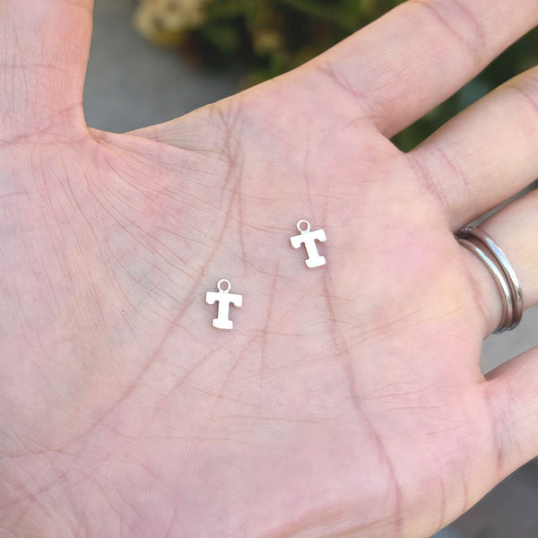 1pc Real 1/20 14K Gold Filled Letter T, Small Alphabet Charm Drop, 5.8x5.6mm , JK12-A20