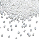 7.5g Miyuki Delica 11/0 Seed Beads, Opaque Rainbow White Pearl DB202