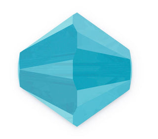 100pcs Preciosa Small Faceted Bicone Crystal Beads, Blue Turquoise, 4mm, Hole ID 0.9mm, Pre-B439