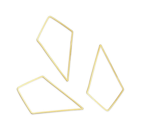 10pcs 60mm Large Kite Shape Beading Links, Tarnish Resistant, 18K Yellow Gold Plated Brass, BFW-A21