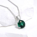 925 Sterling Silver May Birthstone Solitaire Necklace, 8mm/2 Carat Green Emerald Cubic Zirconia CZ, Length Selections: 16 inch/18 inch