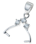 2pcs 925 Sterling Silver Pinch Bail, Pendant Clasp, Tarnish Resistant Rhodium Plated, Cubic Zirconia CZ, 19x9mm, SS42-3