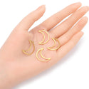 20pcs Raw Brass Moon Pendant Drop Beading Hoop, 24mm, Unplated/Uncoated, CX-C7