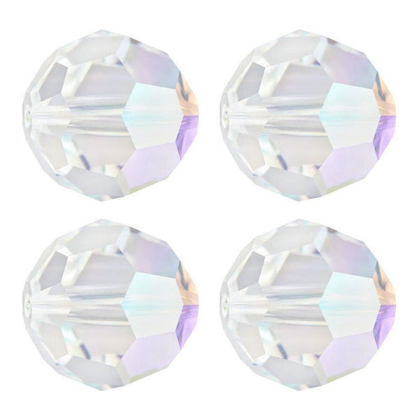 500pcs Creative Club Faceted Round Crystal Glass Beads, Crystal AB, 4mm (0.16 inch) Small Tiny, Hole ID 1mm, CC2R402