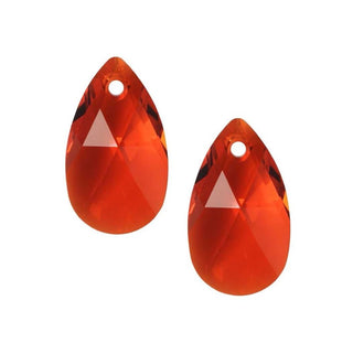 20pcs Creative Club Faceted Crystal Glass Pear Chandelier Pendant Drops, July Light Siam Red Birthstone, 22x13mm Large, Hole ID 1mm, CCE-6