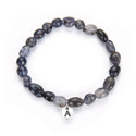 1 Strand Stretch Natural Iolite Dichroite Free Form Gemstone Bracelet, 7-10mm Beads, Length Selections: 7 inch/7.5 inch