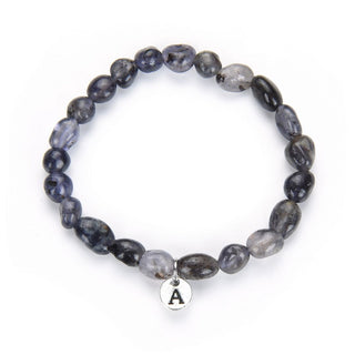 1 Strand Stretch Natural Iolite Dichroite Free Form Gemstone Bracelet, 7-10mm Beads, Length Selections: 7 inch/7.5 inch