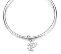 1pc 925 Sterling Silver Letter P Charm, Tarnish Resistant Rhodium Plated, Cubic Zirconia CZ Name Initial Pendant Drop,SSP-C16