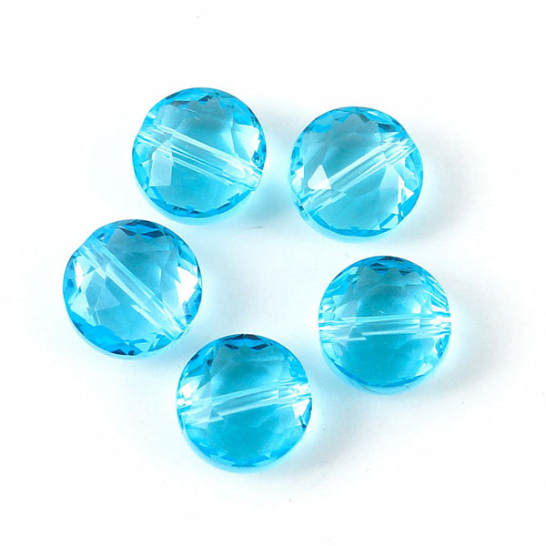 25pcs Adabele Austrian Faceted Flat Round Coin Crystal Beads #5052, Aquamarine Blue, 8mm, Hole ID 1mm, SSMR810
