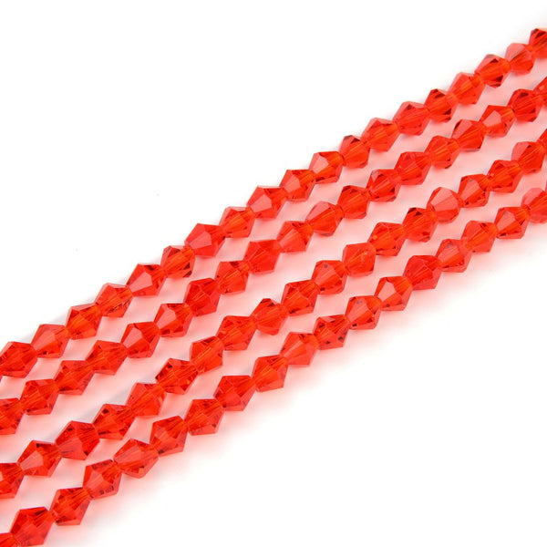 200pcs Creative Club Faceted Bicone Crystal Glass Beads, Light Siam Red, 8mm (0.31 Inch), Hole ID 1.1mm, CCB806