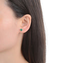 1 Pair 925 Sterling Silver May Love Heart Birthstone Stud Earrings, 6mm/0.84 Carat Cubic Zirconia CZ Green Emerald Stone, SSE79-5