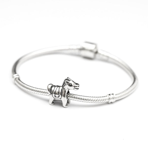 1pc Cute Real Solid Sterling Silver Horse Charm Bead, Compatible with Pandora All Other Charm Bracelets, EC478