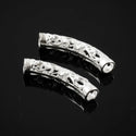 10pcs Large Hole Filigree Flower Tube Beads, Sterling Silver Plated Brass, 28mm, Hole ID 4mm, CF161-S