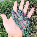 Natural Ruby Zoisite Gemstone Oval Tumbled Pebble Beads, Irregular, 5mm to 8mm, Hole ID 1mm, 15 Inch/1 Strand, GZ11-78