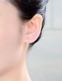 1 pair 925 Sterling Silver 3mm Bezel Stud Earrings, Round Cut Cubic Zirconia CZ Diamond, Small Tiny, SSE76-3