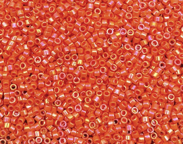 7.5g Miyuki Delica 10/0 Tube Seed Beads, Opaque Rainbow Orange DBM161