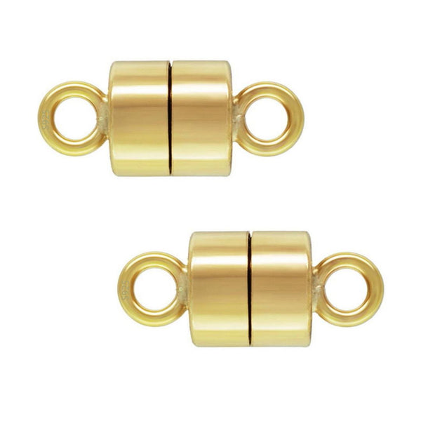 2 Sets Sterling Silver Small Strong Magnetic Clasp, Real 18K Yellow Gold Plated, SS488-2