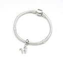 1pc 925 Sterling Silver Letter W, Alphabet Charm Pendant Drop, 18mm Long, Hole ID 4.5mm, EC3-A23