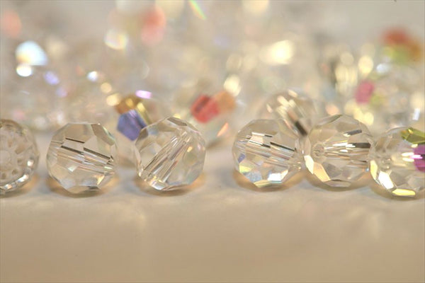 50pcs Adabele Austrian Faceted Round Crystal Beads #5000, Crystal Clear AB, Size Selections: 4mm/6mm/8mm/10mm