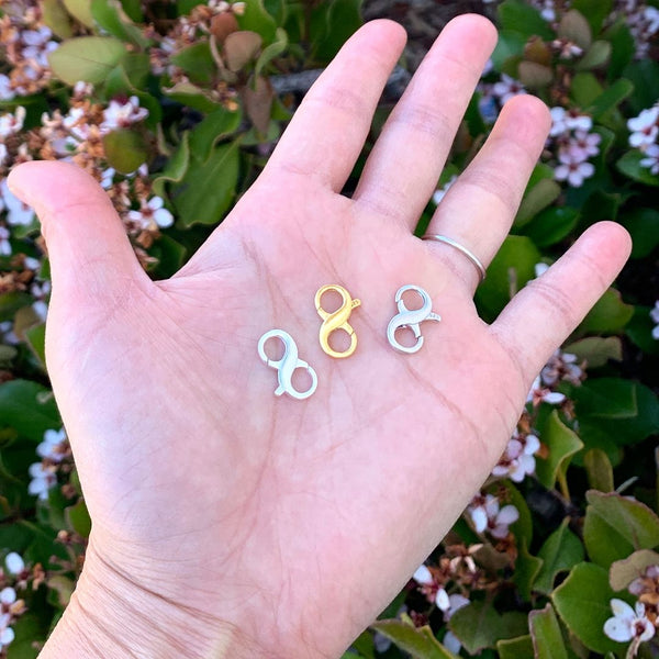 2pcs 925 Sterling Silver Figure 8 Jewelry Clasps, Double Opening, 16mm, SS68-12pcs 925 Sterling Silver Figure 8 Jewelry Clasps, Double Opening, 16mm, SS68-1