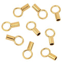 10pcs Real 1/20 14K Gold Filled Crimp Cord End Caps, Closed Ring, Hole ID 1.4mm, JK4-D2