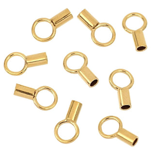 10pcs Real 1/20 14K Gold Filled Crimp Cord End Caps, Closed Ring, Hole ID 1.4mm, JK4-D2