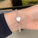1pc 925 Sterling Silver 5.5mm Cable Chain Bracelet with "One in a Million" engraved Heart Charm Drop, Length Selections: 7 inch/7.5 inch/8 inch
